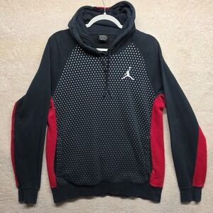 Jordan Polka Dot Pullover Hoodie Black Red White Men's Long Sleeve Sports Size M